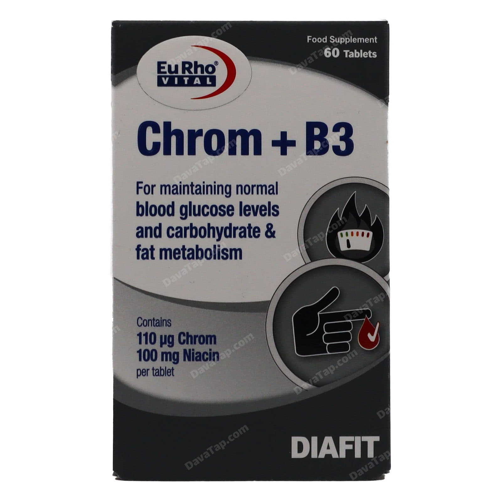 قرص کروم و ویتامین B3 یوروویتال 60 عددی