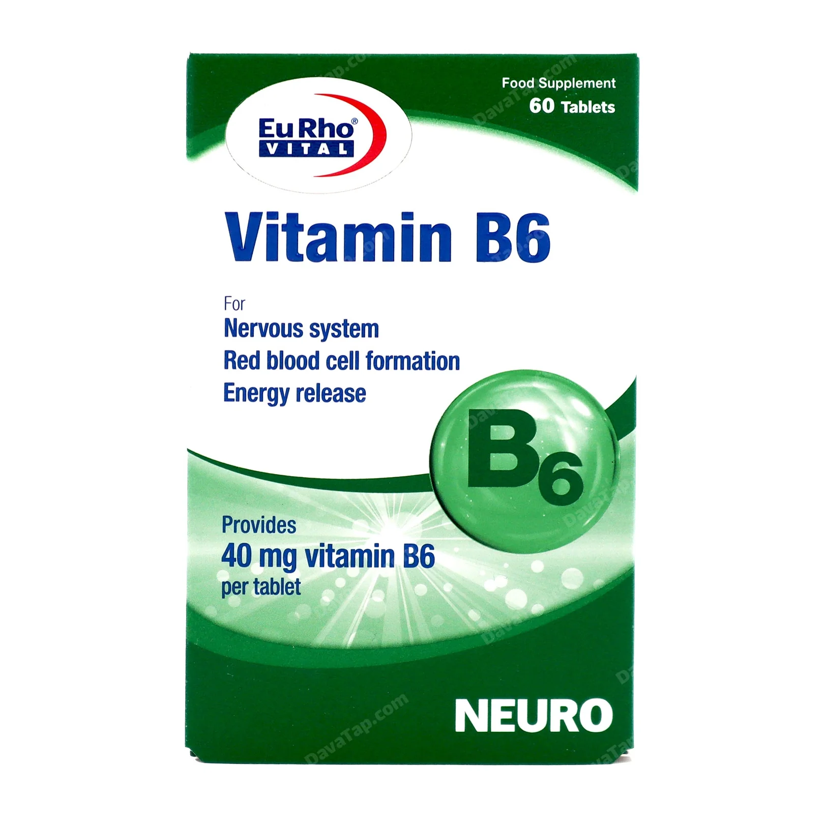 ویتامین B6 یوروویتال 40 میلی گرم 60 عددی